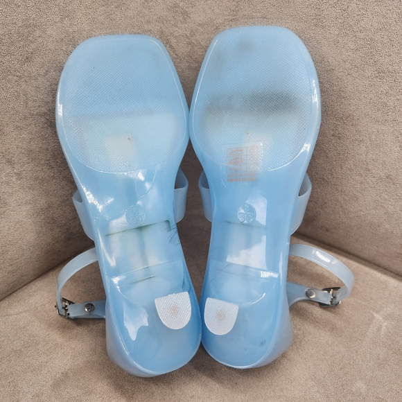 Jeffrey Campbell Thong Sandals 8 Blue Jelly Gumdrop Kitten Heel Ankle New $65 - Picture 15 of 16